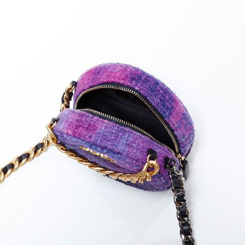シャネル CHANEL CHANEL 19 ツイード ラウンド チェーン 30番台 2020-2021 ショルダーバッグ パープル WS22697