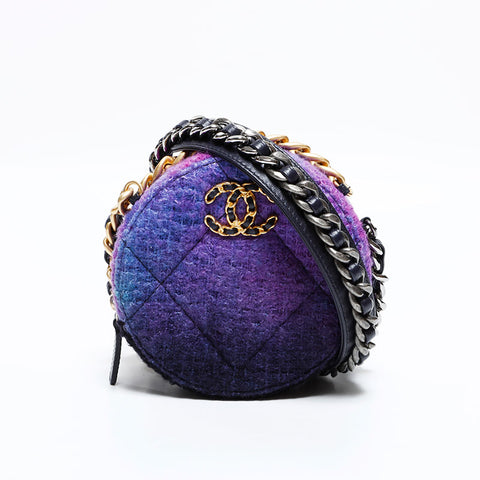 シャネル CHANEL CHANEL 19 ツイード ラウンド チェーン 30番台 2020-2021 ショルダーバッグ パープル WS22697