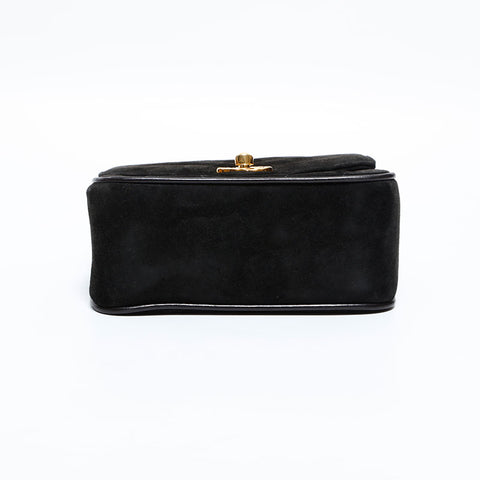 シャネル CHANEL 2番台 1991-1994 スエード シェブロン ミニ ショルダーバッグ ブラック WS22698