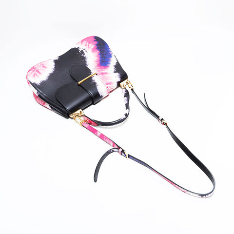 PRADA Sydney Leather 2-Way Tie-Dye Purple Handbag black WS22699