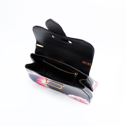 PRADA Sydney Leder 2-Way Tie-Dye Lila Handtasche schwarz WS22699