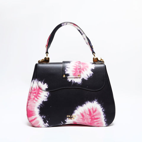 PRADA Sydney Leder 2-Way Tie-Dye Lila Handtasche schwarz WS22699