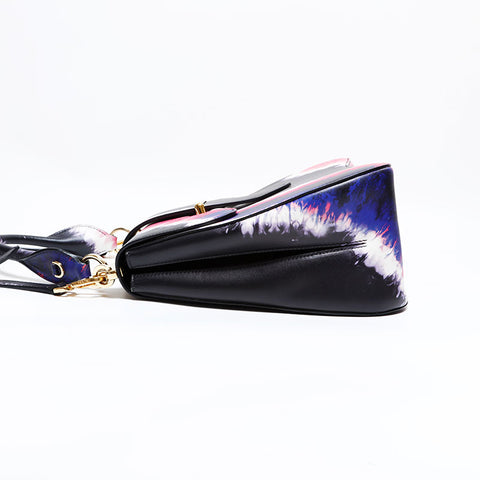 PRADA Sydney Leather 2-Way Tie-Dye Purple Handbag black WS22699