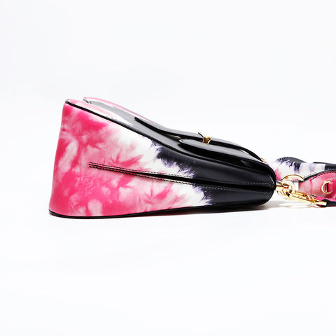 PRADA Sydney Leder 2-Way Tie-Dye Lila Handtasche schwarz WS22699