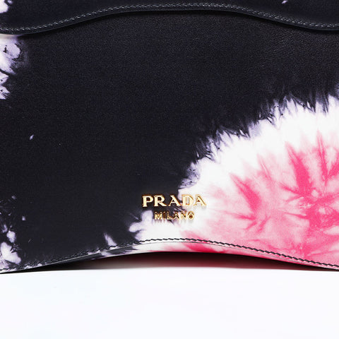 PRADA Sydney Leather 2-Way Tie-Dye Purple Handbag black WS22699