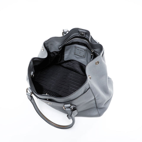 プラダ PRADA レザー ハンドバッグ グレー WS22702