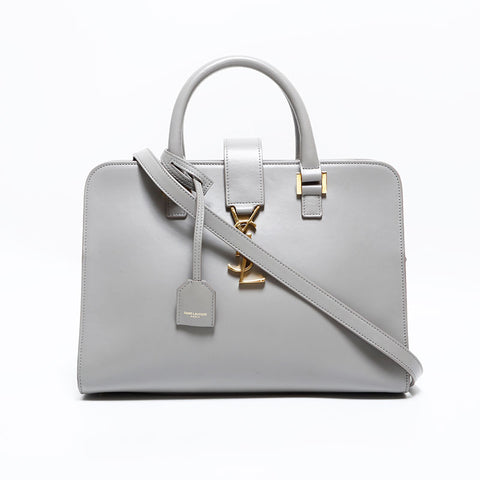 イヴ・サンローラン YVES SAINT LAURENT ベイビー カバス レザー ハンドバッグ グレー WS22705