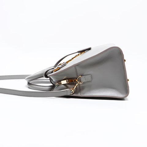 イヴ・サンローラン YVES SAINT LAURENT ベイビー カバス レザー ハンドバッグ グレー WS22705