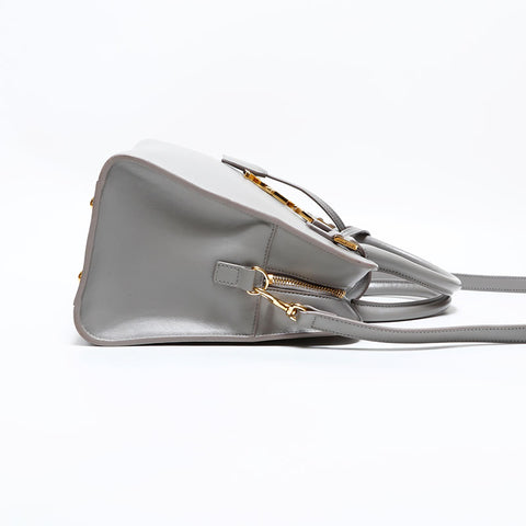 イヴ・サンローラン YVES SAINT LAURENT ベイビー カバス レザー ハンドバッグ グレー WS22705