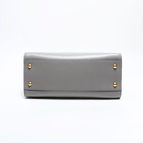 イヴ・サンローラン YVES SAINT LAURENT ベイビー カバス レザー ハンドバッグ グレー WS22705