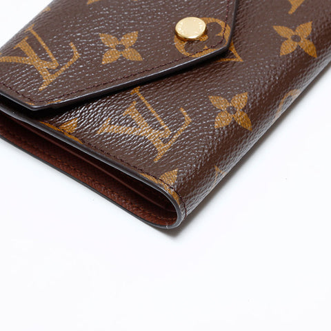 ルイ・ヴィトン LOUIS VUITTON 2018年製 ポルトフォイユ･ヴィクトリーヌ モノグラム コンパクト ウォレット 三つ折り財布 ブラウン WS22706