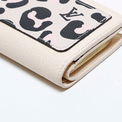 ルイ・ヴィトン LOUIS VUITTON ポルトフォイユ・クレア　モノ・アンプラント　クレーム　レオパード 三つ折り財布 ベージュ WS22707