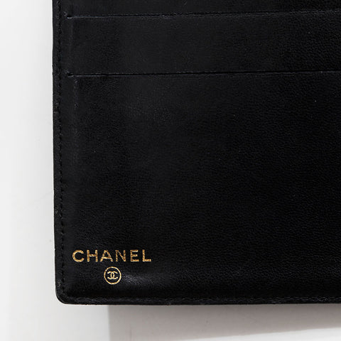 シャネル CHANEL 10番台 2005-2006 キャビア ココマーク 長財布 二つ折り財布 ブラック WS22713