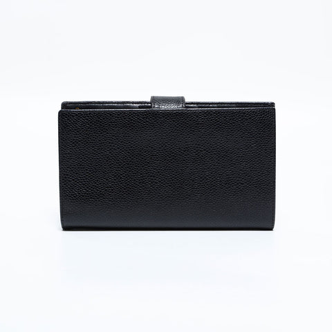 シャネル CHANEL 10番台 2005-2006 キャビア ココマーク 長財布 二つ折り財布 ブラック WS22713