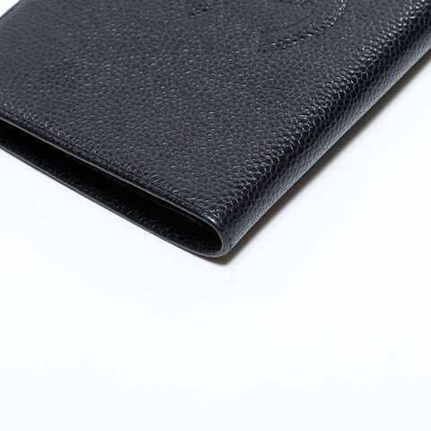 CHANEL 10 series 2005-2006 Caviar COCO Mark Purse Bifold Wallet black WS22713