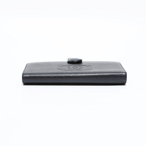 CHANEL 10 series 2005-2006 Caviar COCO Mark Purse Bifold Wallet black WS22713