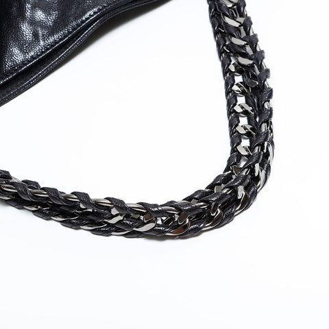 シャネル CHANEL 11番台 2006-2008 レザー ココマーク ラグジュアリー チェーン トート ハンドバッグ ブラック WS22715