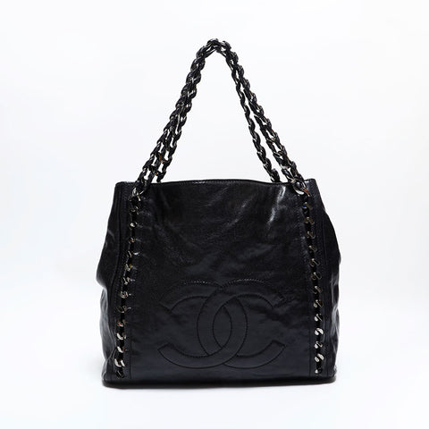 シャネル CHANEL 11番台 2006-2008 レザー ココマーク ラグジュアリー チェーン トート ハンドバッグ ブラック WS22715