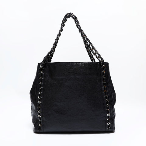 シャネル CHANEL 11番台 2006-2008 レザー ココマーク ラグジュアリー チェーン トート ハンドバッグ ブラック WS22715
