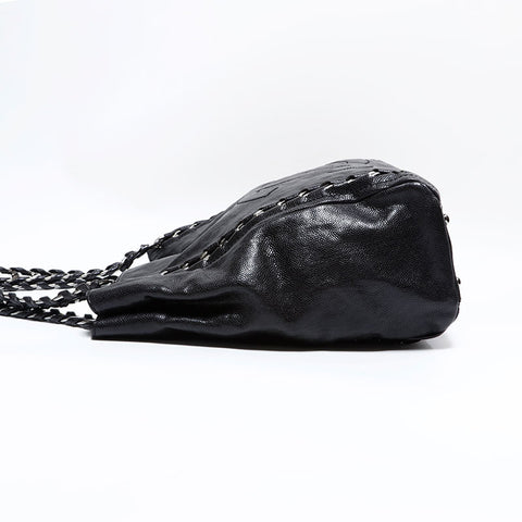シャネル CHANEL 11番台 2006-2008 レザー ココマーク ラグジュアリー チェーン トート ハンドバッグ ブラック WS22715