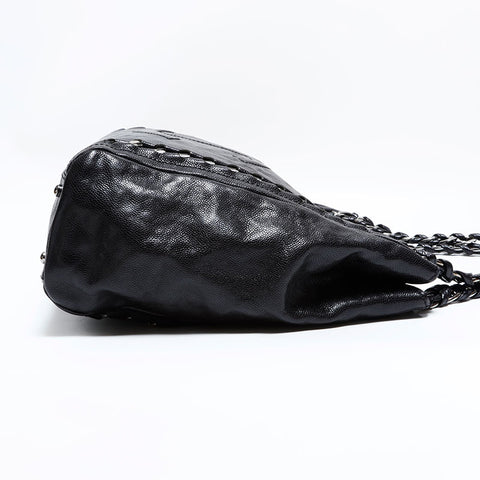 シャネル CHANEL 11番台 2006-2008 レザー ココマーク ラグジュアリー チェーン トート ハンドバッグ ブラック WS22715