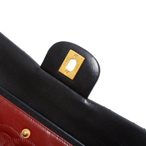 Chanel 0 Series 1986-1988 Double volet Matelasse Lambkin 23 mini sac d'épaule noir WS22718