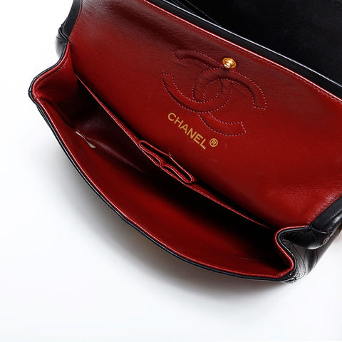 Chanel 0 Series 1986-1988 Double volet Matelasse Lambkin 23 mini sac d'épaule noir WS22718