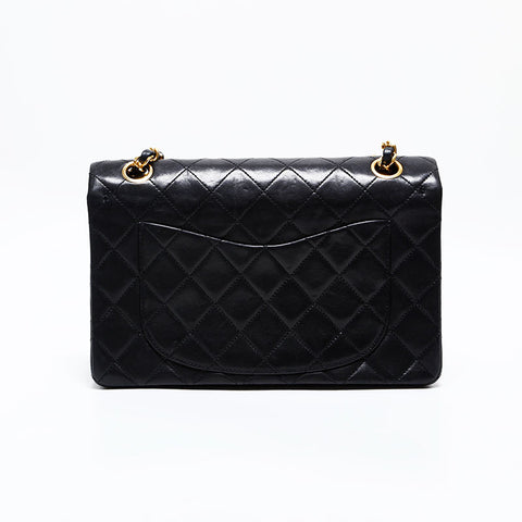 Chanel 0 Series 1986-1988 Double volet Matelasse Lambkin 23 mini sac d'épaule noir WS22718