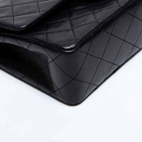 Chanel 0 Series 1986-1988 Double volet Matelasse Lambkin 23 mini sac d'épaule noir WS22718