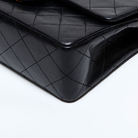 Chanel 0 Series 1986-1988 Double volet Matelasse Lambkin 23 mini sac d'épaule noir WS22718