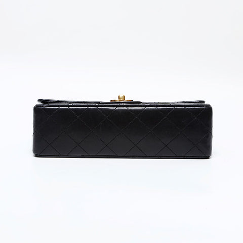 Chanel 0 Series 1986-1988 Double volet Matelasse Lambkin 23 mini sac d'épaule noir WS22718