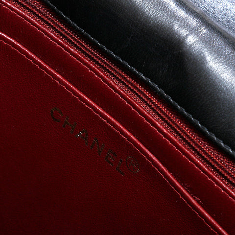 シャネル CHANEL 5番台 1997-1999 ラムスキン ワイルドステッチ スクエア ショルダーバッグ ブラック WS22719