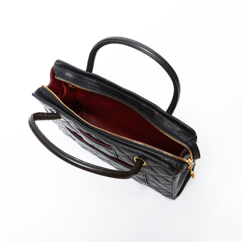 CHANEL 4 Series 1996–1997 Lambskin Matelassé Handbag Black WS22720