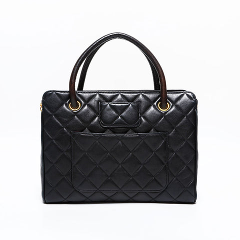 CHANEL 4 Series 1996–1997 Lambskin Matelassé Handbag Black WS22720