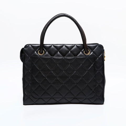 CHANEL 4 Series 1996–1997 Lambskin Matelassé Handbag Black WS22720