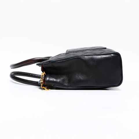 CHANEL 4 Series 1996–1997 Lambskin Matelassé Handbag Black WS22720