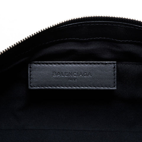 バレンシアガ BALENCIAGA クリップ ナイロン チェック クラッチバッグ ネイビー WS22723