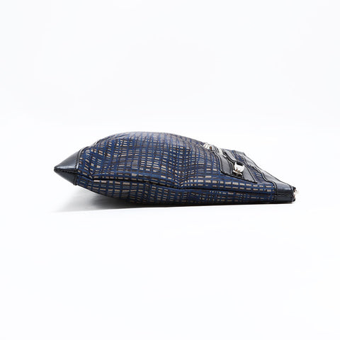BALENCIAGA Clip Nylon Check Clutch-Tasche Marine WS22723