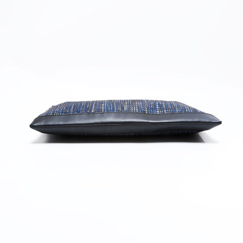 BALENCIAGA Clip Nylon Check Clutch-Tasche Marine WS22723