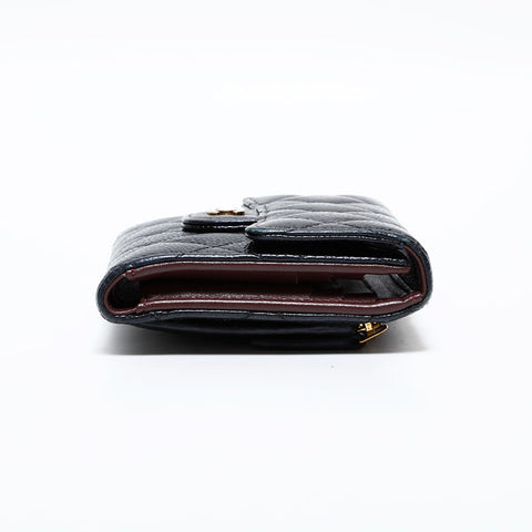CHANEL No. 29 2019 Caviar Skin Matelasse Compact Wallet Tri-fold wallet black WS22725