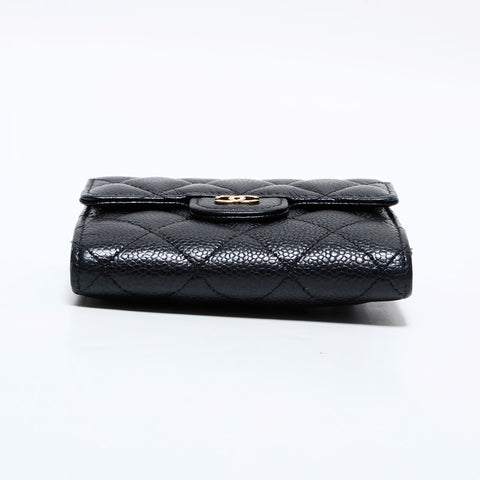 CHANEL No. 29 2019 Caviar Skin Matelasse Compact Wallet Tri-fold wallet black WS22725