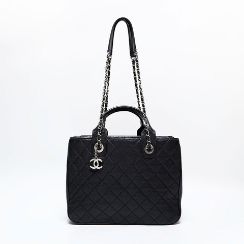 CHANEL 25 Series 2018 Caviar Tote 2-Way Matelassé Shoulder Bag Black WS22726