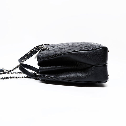 CHANEL 25 Series 2018 Caviar Tote 2-Way Matelassé Shoulder Bag Black WS22726