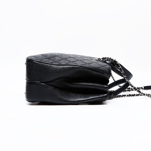 CHANEL 25 Series 2018 Caviar Tote 2-Way Matelassé Shoulder Bag Black WS22726
