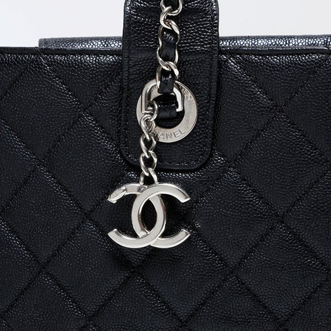 Chanel 2018 Caviar Tote 2-Wege Matelasse-Umhängetasche Schwarz WS22726