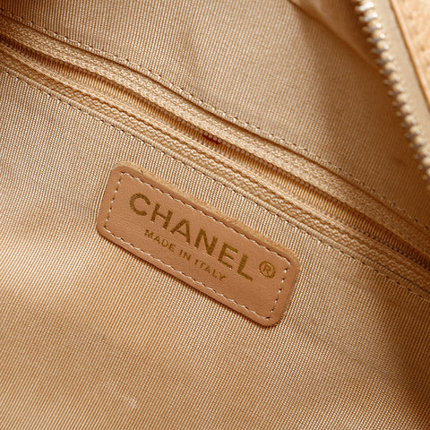 CHANEL Small Coco Mark Bowling Bag Caviar Skin Matelassé Handbag Beige WS22727