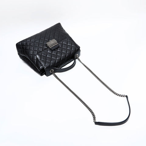 CHANEL 23 Series 2016–2017 Top Handle 2-Way Matelassé Shoulder Bag Black WS22728