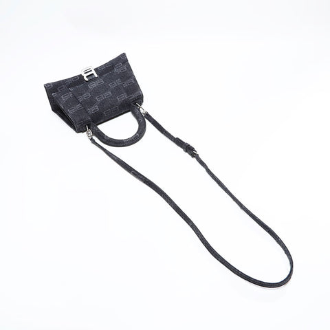 バレンシアガ BALENCIAGA HOURGLASS アワーグラス デニム 2way ショルダーバッグ ブラック WS22729