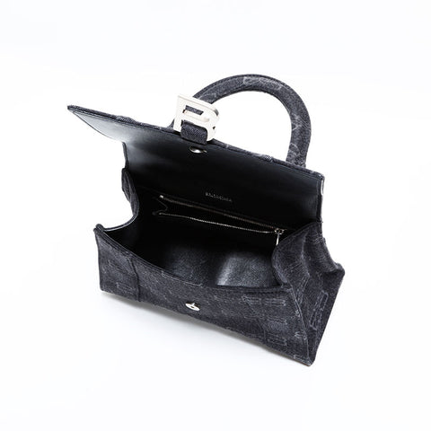 バレンシアガ BALENCIAGA HOURGLASS アワーグラス デニム 2way ショルダーバッグ ブラック WS22729