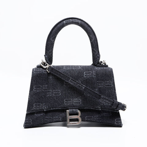 バレンシアガ BALENCIAGA HOURGLASS アワーグラス デニム 2way ショルダーバッグ ブラック WS22729